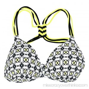 Hula Honey Juniors Sand Trap Tribal Print Push Up Bikini Top Black Yellow B079R98KF3